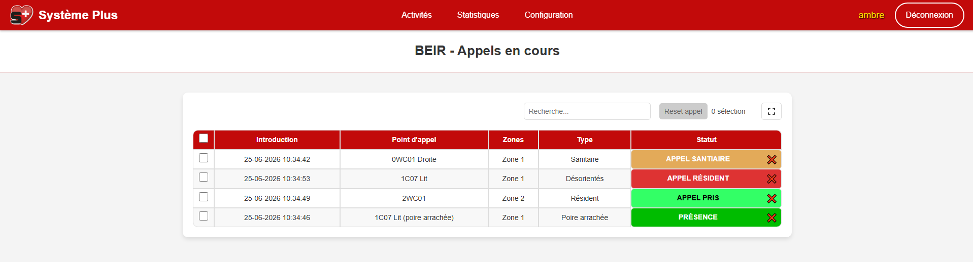 Appels en cours